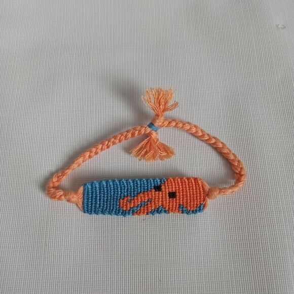 Handmade One Size Blue & Orange Adjustable Sliding Knot Octopus Design Bracelet - Picture 3 of 8
